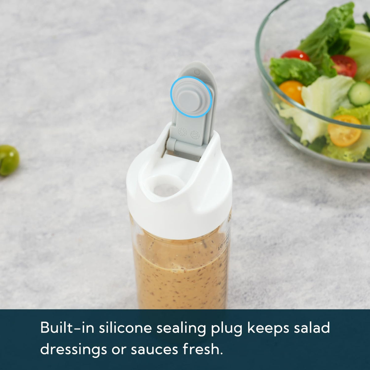 KITCHENDAO Glass Salad Dressing Shaker Bottle, 350ml, with Measuring Marks