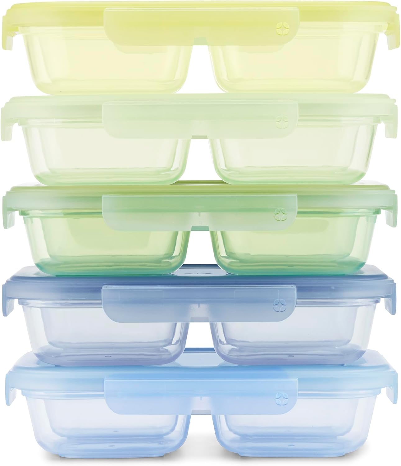Ello Snap & Nest 10-Piece 4.5 Cup Plastic Meal Prep Set, Reusable Food Containers for Healthy Eating, Freezer, Dishwasher Safe, Berry Fields