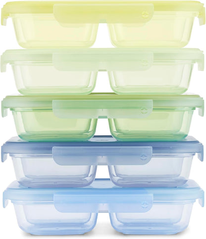 Ello Snap & Nest 10-Piece 4.5 Cup Plastic Meal Prep Set, Reusable Food Containers for Healthy Eating, Freezer, Dishwasher Safe, Berry Fields