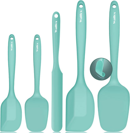 Walfos 600°F High Heat Resistant Silicone Spatula Set of 5- Food Grade Rubber Spatula Set for Baking Cooking & Mixing - BPA Free, Non Stick and Dishwasher Safe,black