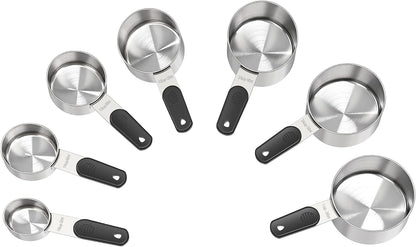 Magnetic Handles 7 Piece Stainless Steel Measuring Cups, Black, Kitchen Gadgets for Measure Liquid and Dry Ingredients, Cooking & Baking