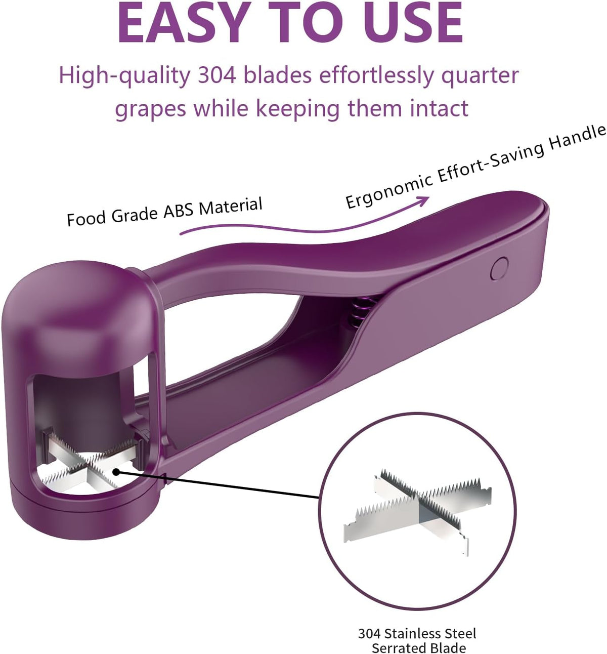 WhiteRhino Grape Cutter Grape Slicer for Toddlers,Grape Cherry Tomato Strawberry Cutter Quarter Slicer tool For Vegetable Fruit Salad Cake Decoration,Stainless Steel kitchen Gadget Fruit cutter(Bule)