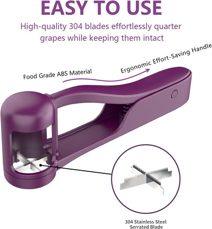 WhiteRhino Grape Cutter Grape Slicer for Toddlers,Grape Cherry Tomato Strawberry Cutter Quarter Slicer tool For Vegetable Fruit Salad Cake Decoration,Stainless Steel kitchen Gadget Fruit cutter(Bule)