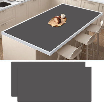 2Pack Large Silicone Mats for Kitchen Counter, 48''x24''(120cmx60cm) Heat Resistant Mat for Kitchen Island, Waterproof Multipurpose Countertop Protector, Black