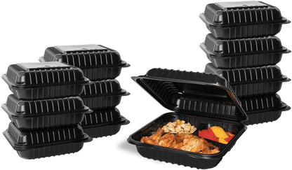 Karat FP-HC99PP-3CU 9"X 9" PP Hinged Containers 3 Compartment - (Case of 200)