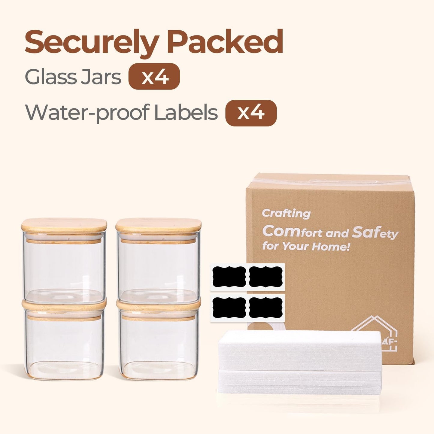 ComSaf 2Pcs Large Glass Storage Containers with Lids 4Qt, 1 Gallon Wide Mouth Flour Sugar Storage Containers, Large Capacity and Sealed for Rice, Cereal, Oat, Easy Clean and Scoop, Pantry Organization