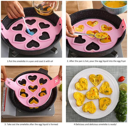 Nonstick Pancake Molds Ring Silicone Fried Egg Mould Reusable Pancake Maker Egg Ring Kitchen Cooking Baking Tools (Round Shape)