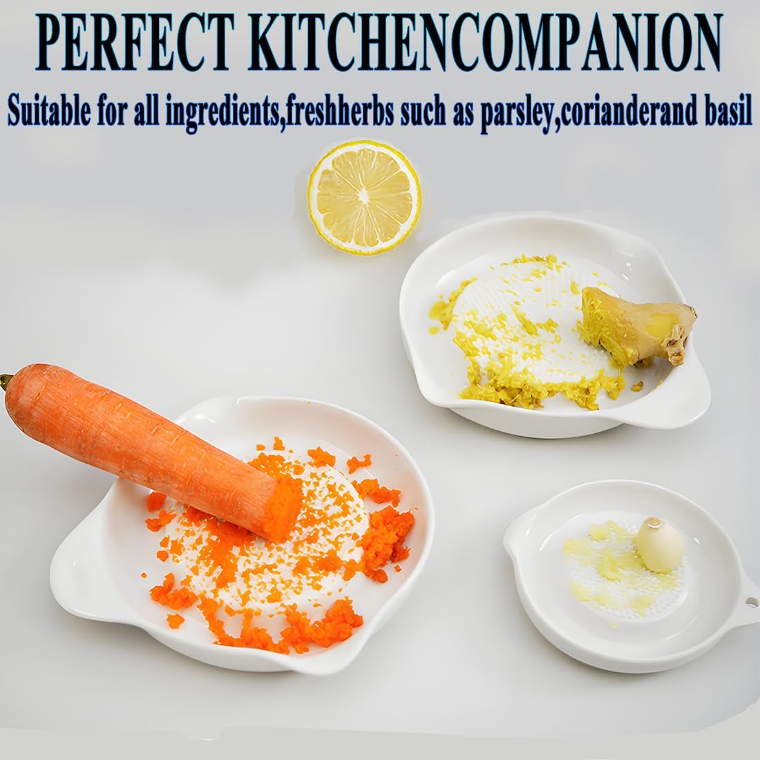 Ceramic Ginger Grater, Manual Kitchen Grinder Tool for Garlic, Fruit & Vegetable, Multipurpose Ginger Paste & Juice Maker, Easy-Clean Ginger Puree Grater for Kitchen