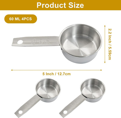 4 PCS 1/4 Cup Stainless Steel Pet Food & Measuring Scoop