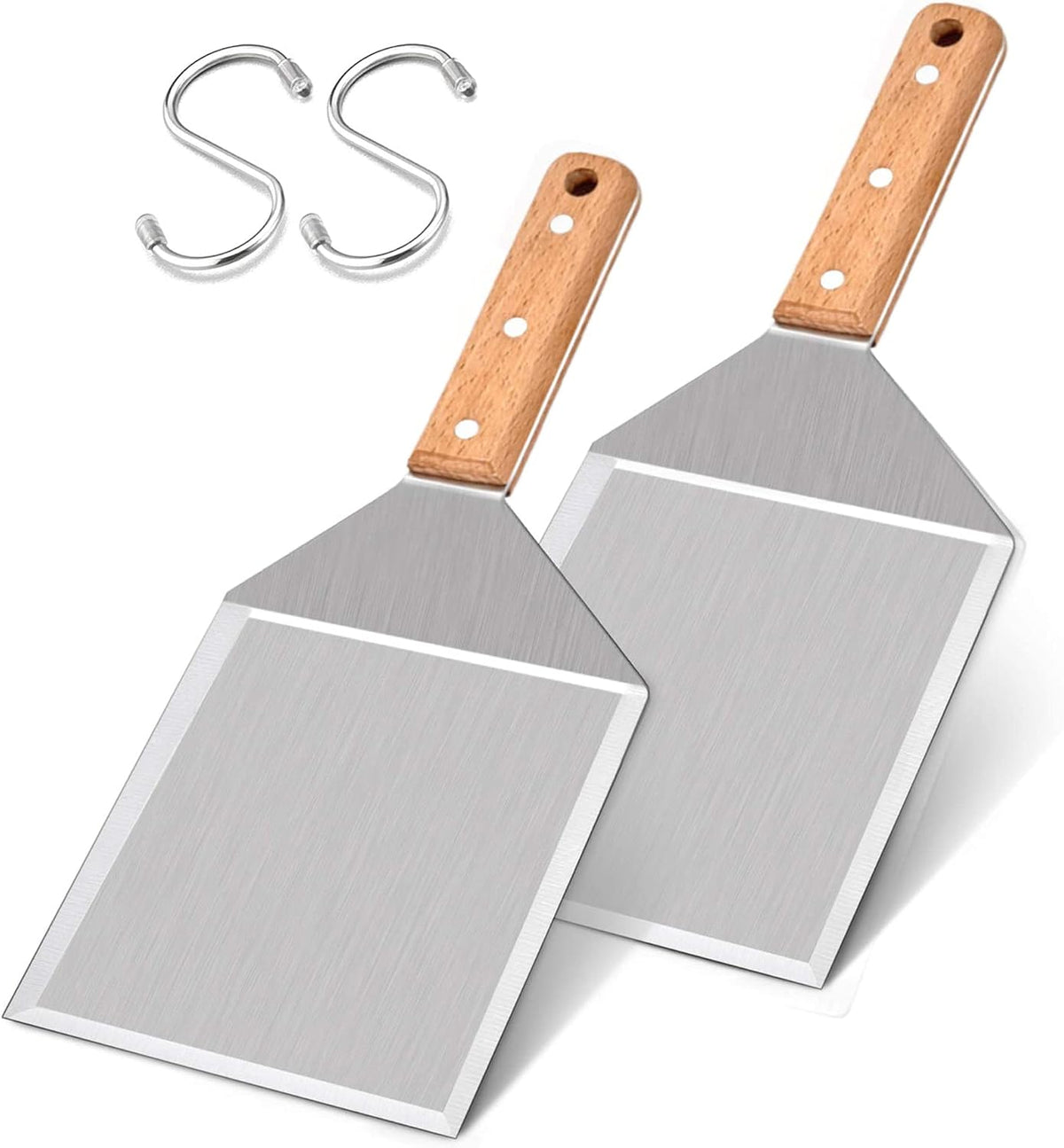 Leonyo Stainless Steel Hamburger Spatulas Turner Heavy Duty, 2 Pack