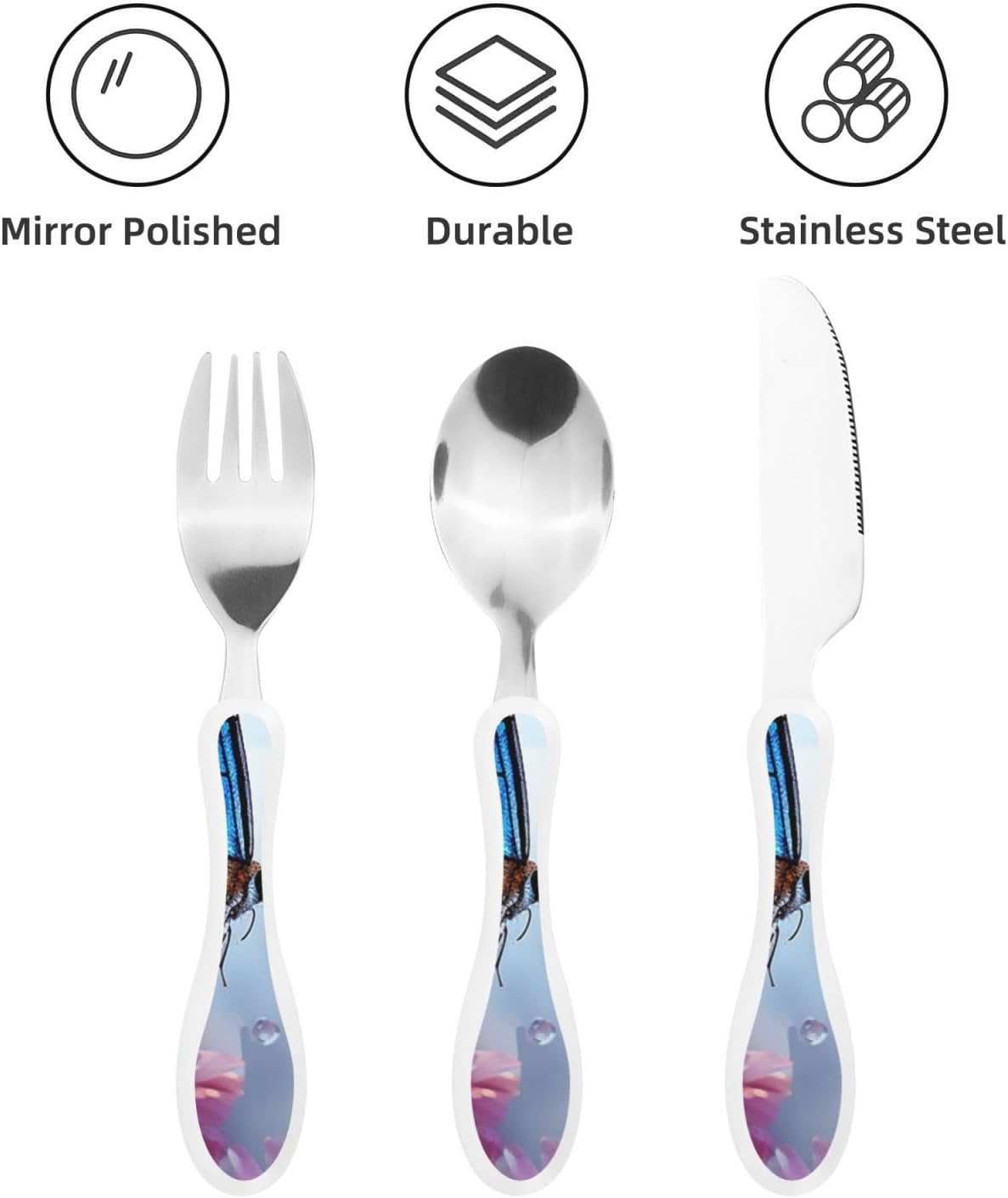 3-Piece Kids Silverware Set With Storage Case, Stainless Steel Reusable Children Safe Knife Spoon Fork Set Black And White Grid Children Flatware Set For Kids Lunch Box