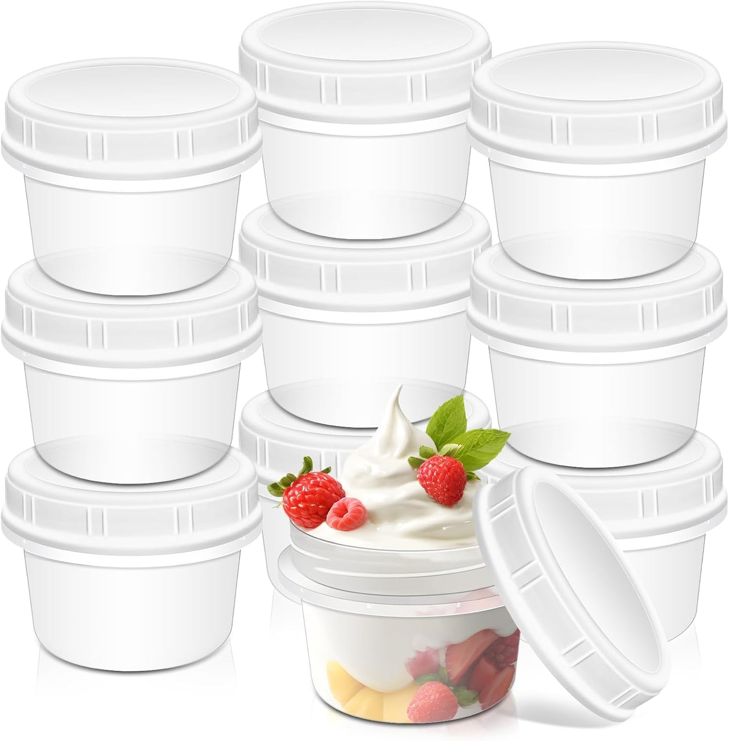 10 Pack 4oz Reusable Small Plastic Containers with Screw Lids, Small Food Storage Freezer Containers, Stackable Food Storage Jars, Sauce Condiment Jars Lunch Box Accessories