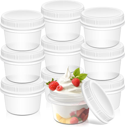 10 Pack 4oz Reusable Small Plastic Containers with Screw Lids, Small Food Storage Freezer Containers, Stackable Food Storage Jars, Sauce Condiment Jars Lunch Box Accessories