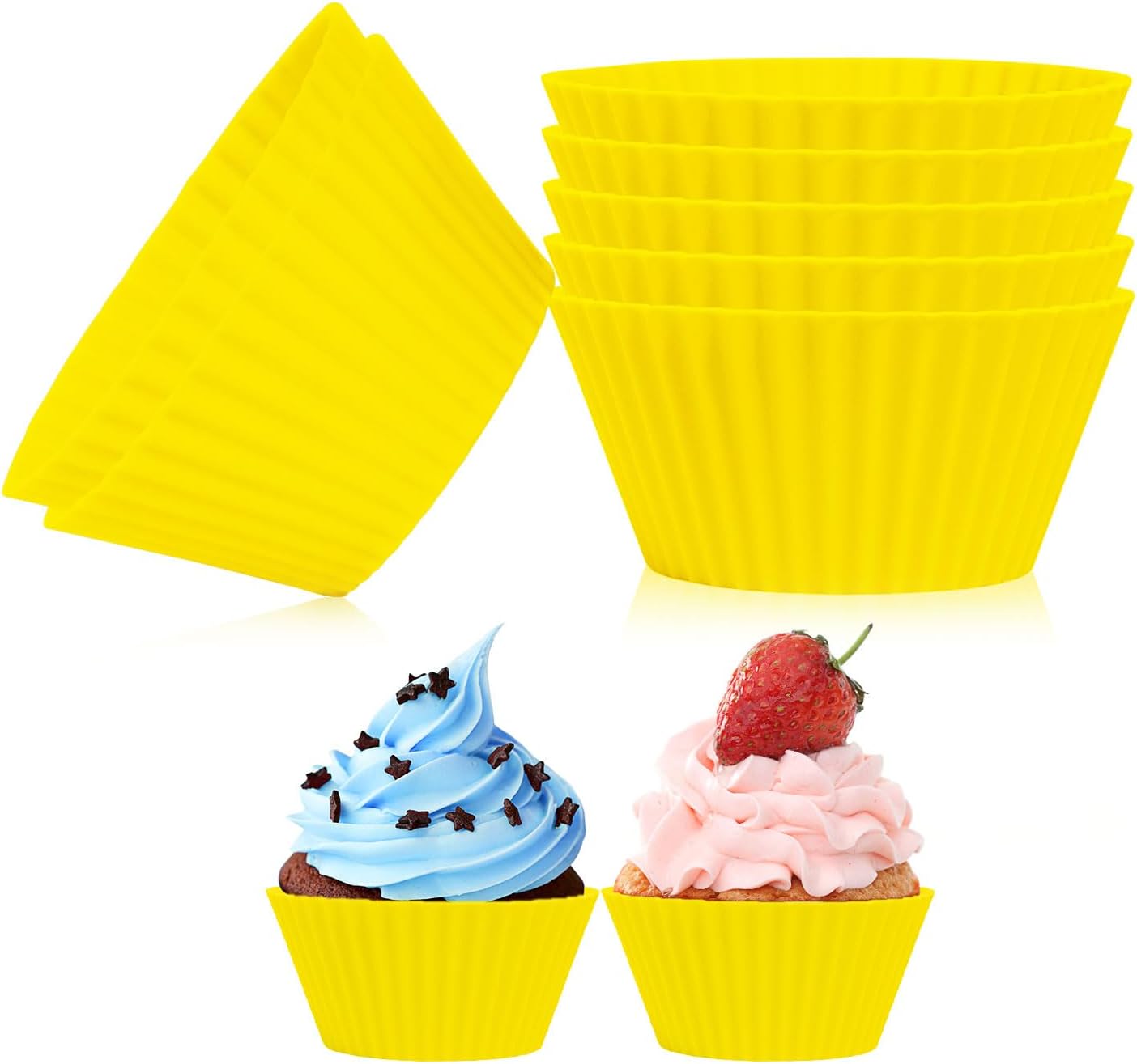 6 pack Silicone Baking Cups, Reusable Muffin Liners Non-Stick Cup, Cake Molds Set,Cupcake Silicone Liner Cupcake Holder,Bpa Free (navy blue)