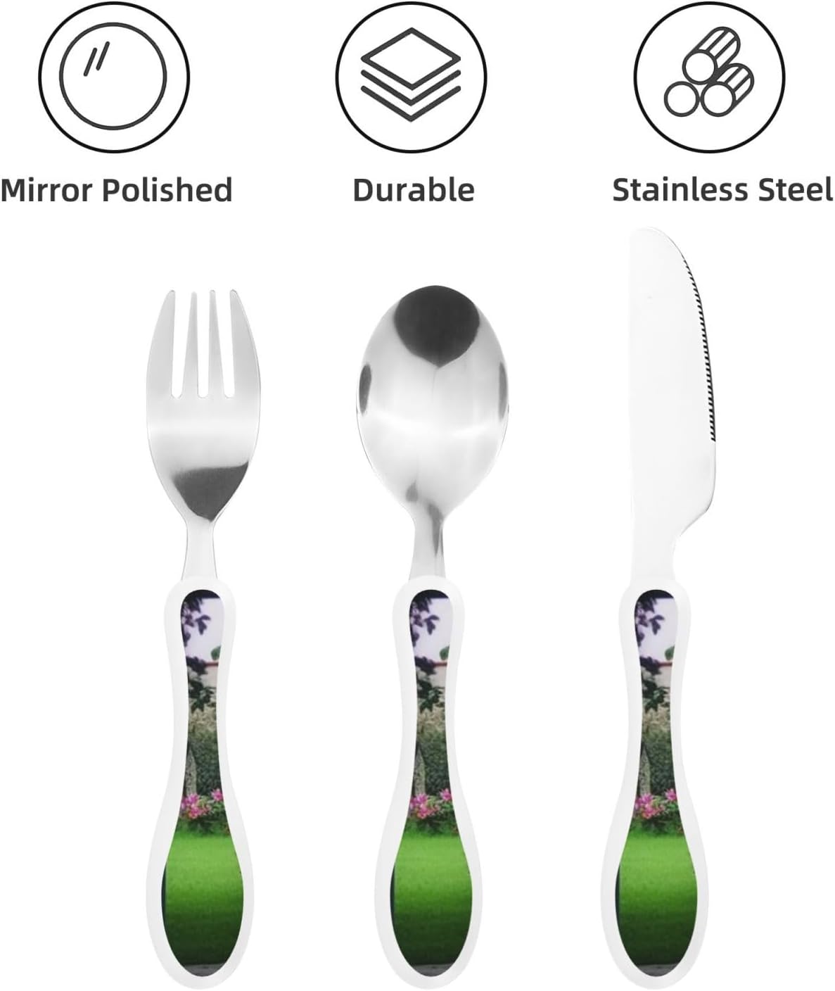 3-Piece Kids Silverware Set With Storage Case, Stainless Steel Reusable Children Safe Knife Spoon Fork Set Blue Active Girl Running Sunset Children Flatware Set For Kids Lunch Box - Colors A