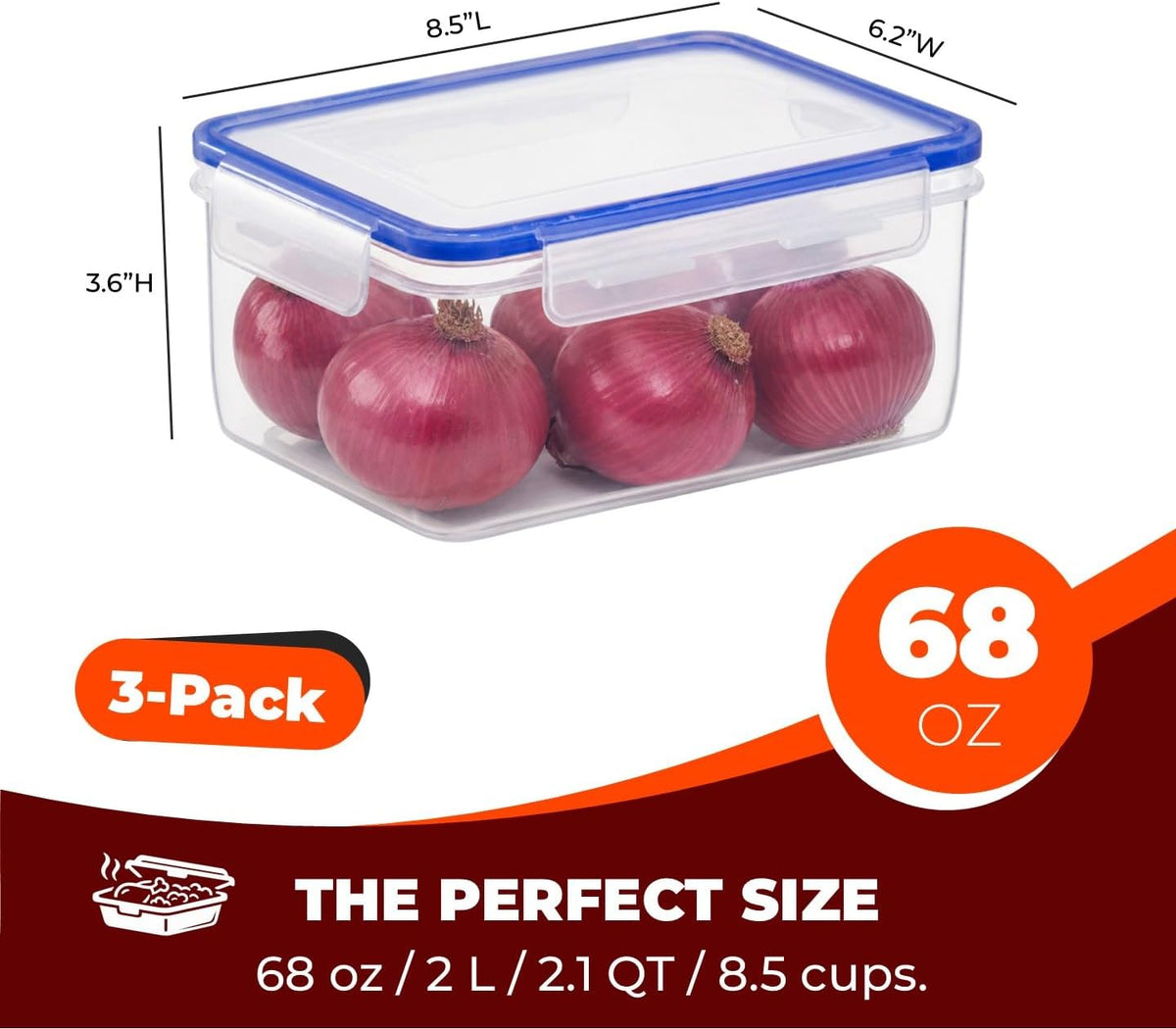Tribello 250 oz Extra Large Airtight Food Storage Containers with SnapTight Lids – Clear, Stackable, BPA-Free Meal Prep Containers for Kitchen, Freezer & Pantry Storage