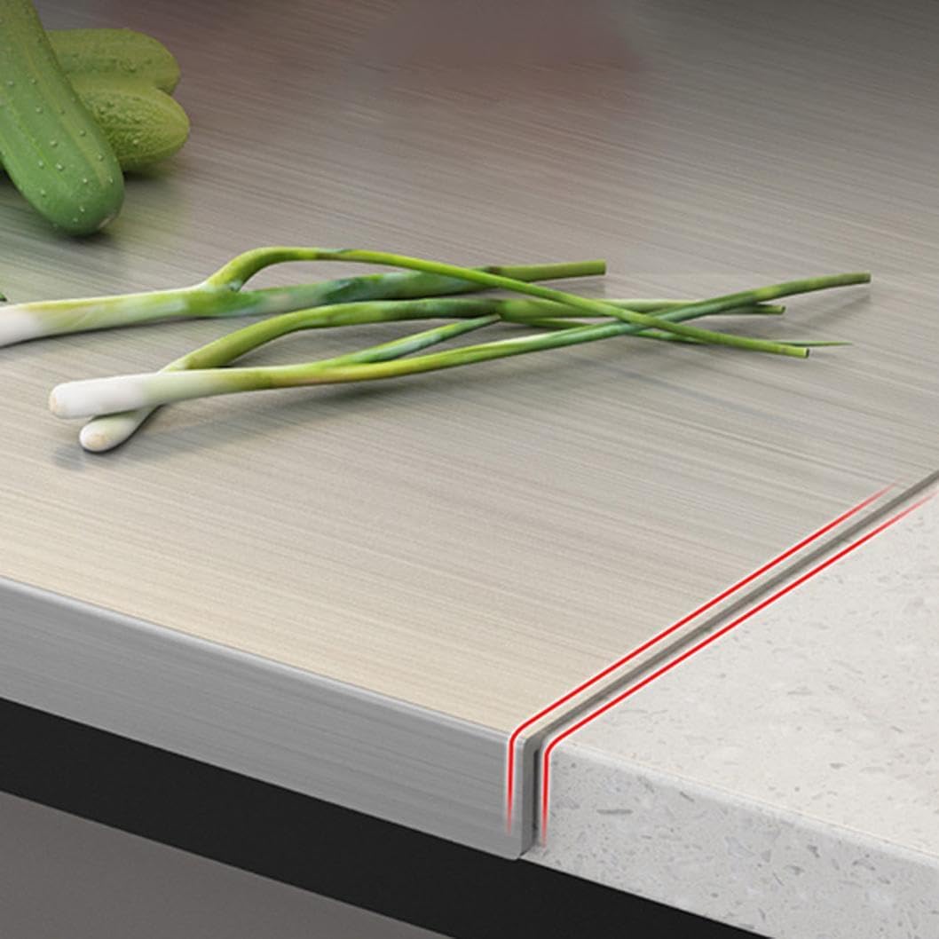 Stainless Steel Cutting Boards for Kitchen, Kneading Cutting Board Mats, Non-Slip Baking and Cutting Mat with Raised Borders, Suitable for Meat, Fruits, Vegetables, Bread, and Baking (#A_15.7x11.8")