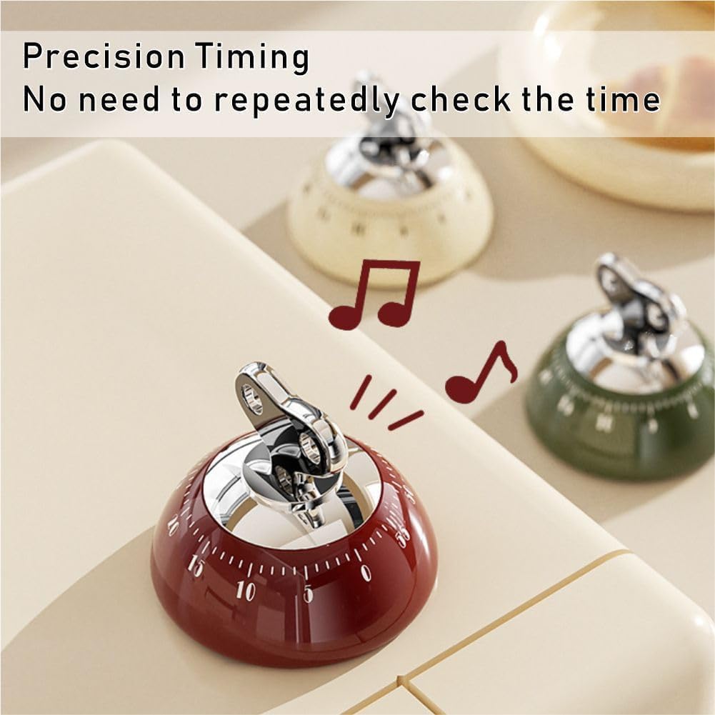 Retro Kitchen Timer 60 Min, Wind Up Magnetic Mechanical Egg Timer
