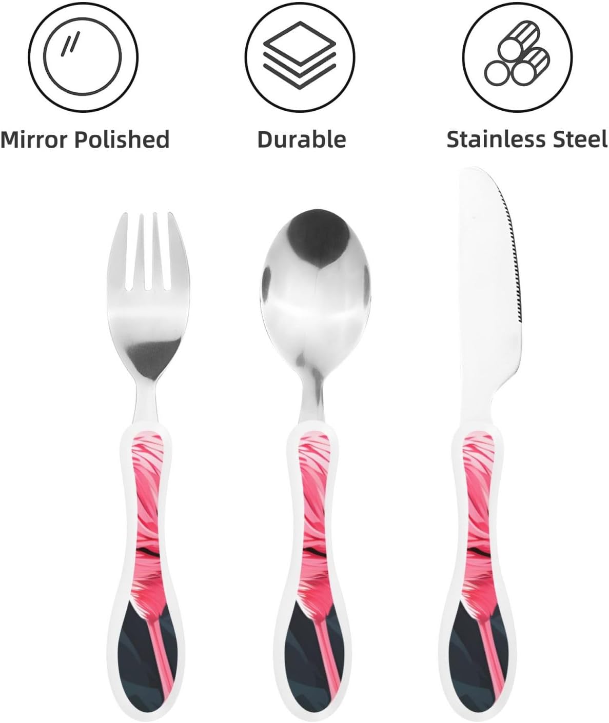 3-Piece Kids Silverware Set With Storage Case, Stainless Steel Reusable Children Safe Knife Spoon Fork Set Butterfly On Beautiful Flower Children Flatware Set For Kids Lunch Box