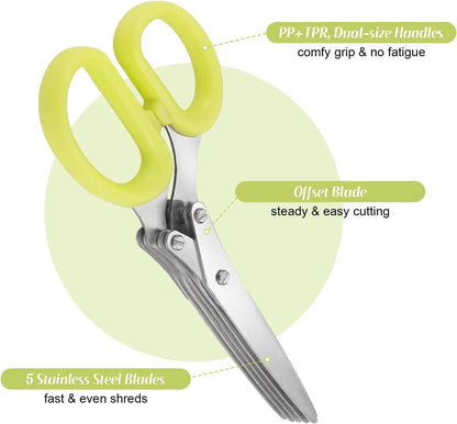 2027 New Herb Scissors with 5 Thickened Sharp Blades