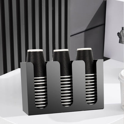 Tirifer Disposable Paper Cup Dispenser, Acrylic Coffee Cup and Lid Storage Organizer Holder, Coffee Milk Tea Shop Restaurant Accessories Christmas Party Supplies, 3 Compartments