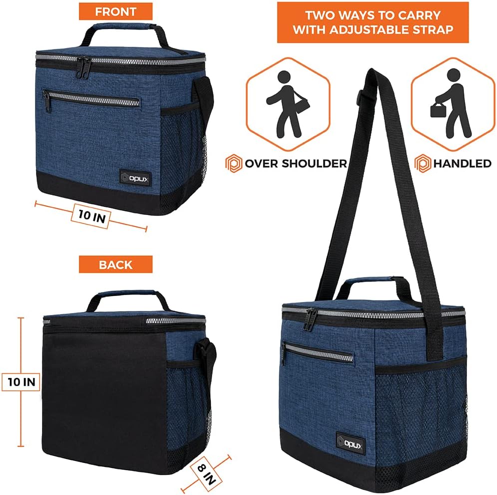 opux Insulated Lunch Box Men Women, Lunch Bag for Work School, Leakproof Soft Cooler Tote Adult, Large Lunch Pail Kids Boys Girls, Picnic Beach Food Bag with Shoulder Strap, Purple Floral