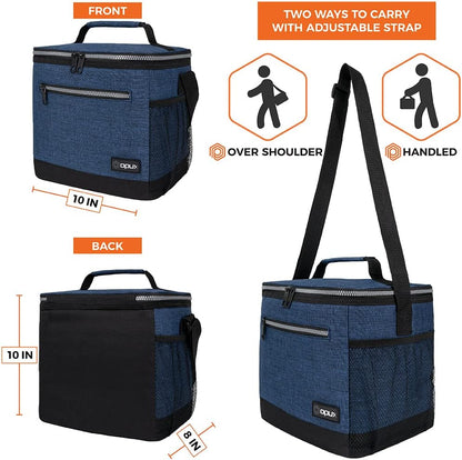opux Insulated Lunch Box Men Women, Lunch Bag for Work School, Leakproof Soft Cooler Tote Adult, Large Lunch Pail Kids Boys Girls, Picnic Beach Food Bag with Shoulder Strap, Purple Floral