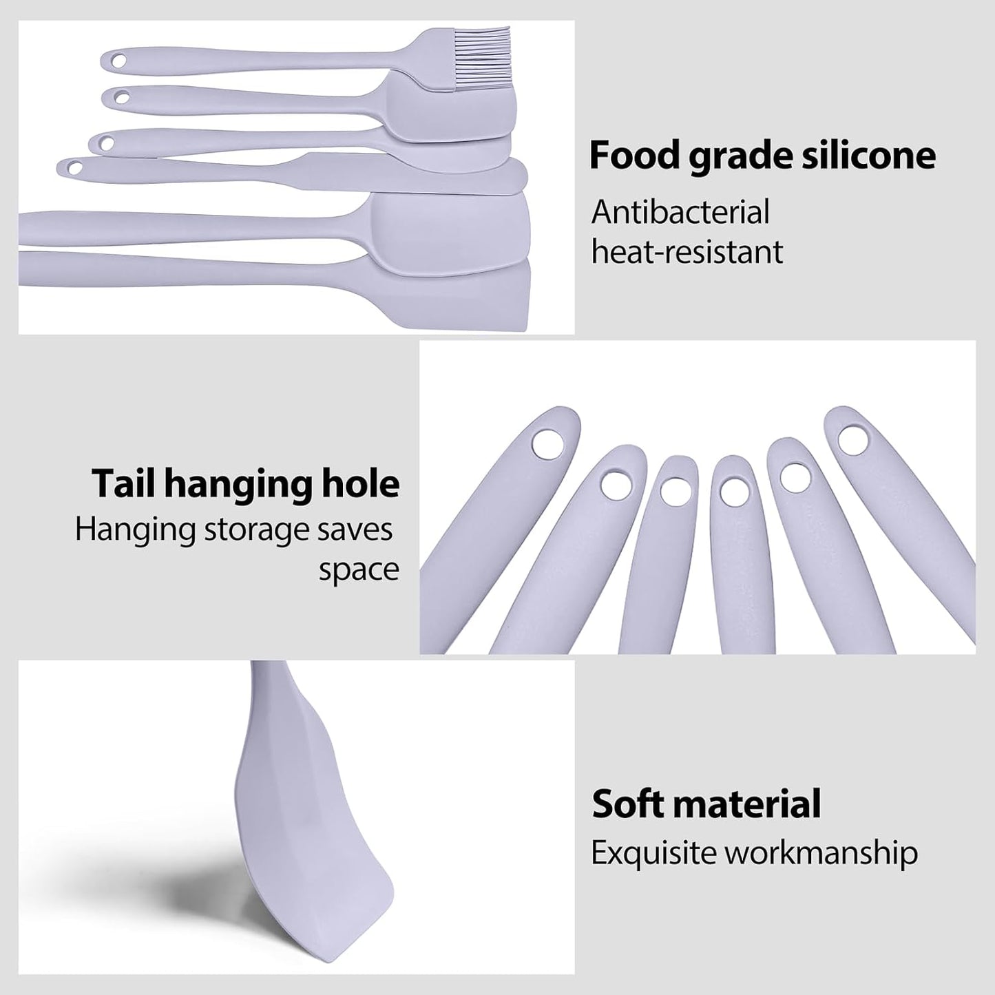 6 Pieces Silicone Spatula Set, Rubber Spatulas Silicone Heat Resistant Spatula Set for Kitchen Use, Food Grade Rubber Spatula with Ergonomic Grip, Cooking, BPA Free Dishwasher Safe(black)
