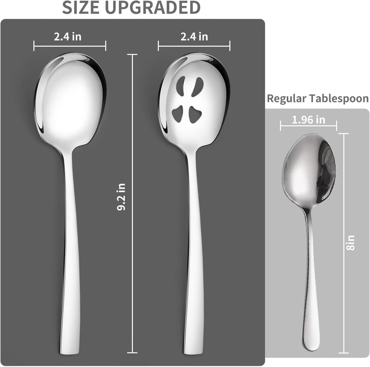 4 Piece Serving Spoons Set,9.2-Inch Includes 2 Large, 2 Slotted