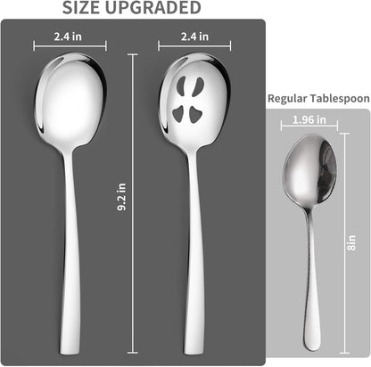 4 Piece Serving Spoons Set,9.2-Inch Includes 2 Large, 2 Slotted