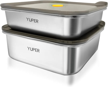 YUPER Stainless Steel Food Storage Containers, Large Meal Prep Container Sets with Lids, BPA Free, Leak Proof & Airtight, Microwave, Dishwasher, Fridge, Freezer & Oven Safe, 3 Pack (84+125+162OZ)