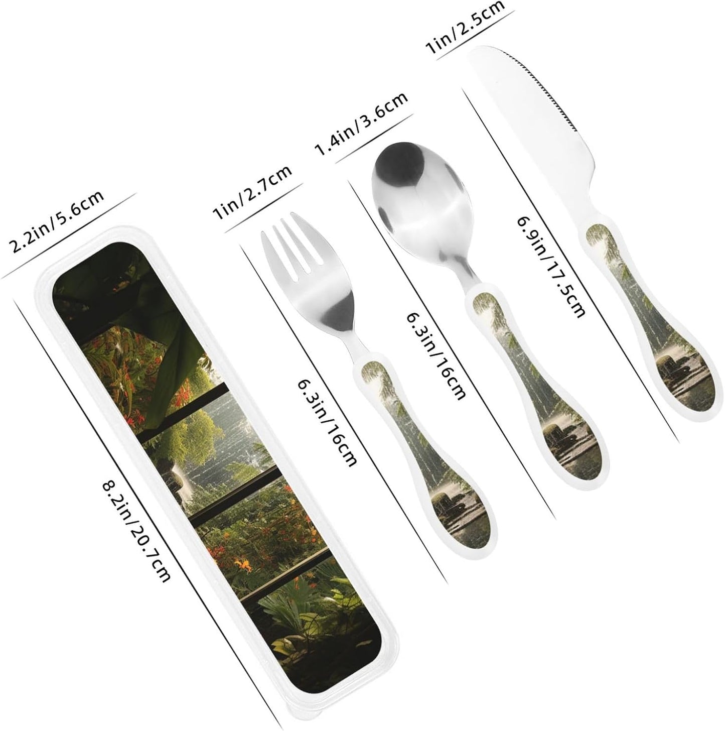 3-Piece Kids Silverware Set With Storage Case, Stainless Steel Reusable Children Safe Knife Spoon Fork Set Blue Active Girl Running Sunset Children Flatware Set For Kids Lunch Box - Colors C