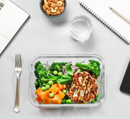 M MCIRCO 36 oz 2 Compartments Glass Meal Prep Containers set of 5 and 30Pcs Glass Food Storage Containers Set