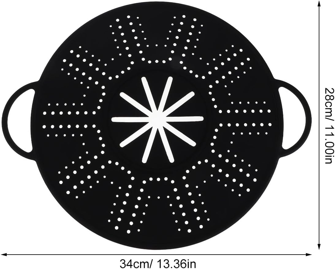 CALLARON Silicone Splatter Screen with Side Handles 13.38 Inch Frying Pan Cover Oil Splash Guard Heat Resistant Cooling Rack Multi-Use Kitchen Gadget
