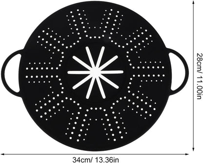 CALLARON Silicone Splatter Screen with Side Handles 13.38 Inch Frying Pan Cover Oil Splash Guard Heat Resistant Cooling Rack Multi-Use Kitchen Gadget