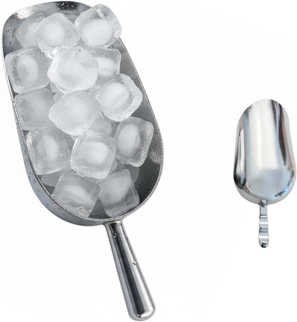24oz Ice Cube Endurance Scoop, Cast Aluminum Shovel, Kitchen Utility Scoops With Finger Groove Handle, Ideal for Ice Cube, Coffee, Bean, Food, Candy, Flour, Popcorn Rust Free - Silver