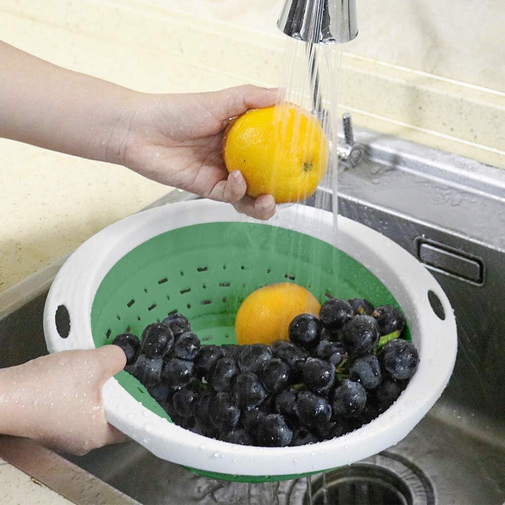 QiMH Collapsible Colander and Strainer, 5 Quart(1.25 gal), Heavy Duty Kitchen Drainer Basket for Pasta, Veggies and Fruits, New Home Apartment Essentials