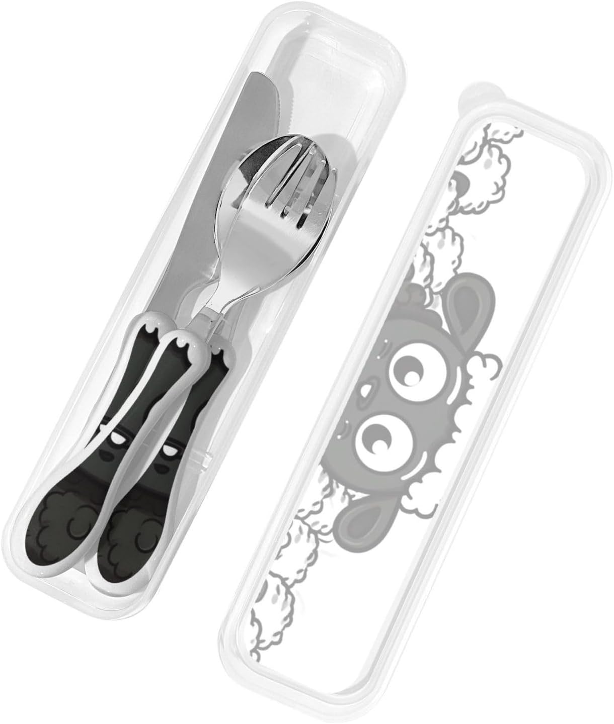 3-Piece Kids Silverware Set With Storage Case, Stainless Steel Reusable Children Safe Knife Spoon Fork Set Grim Reaper Children Flatware Set For Kids Lunch Box