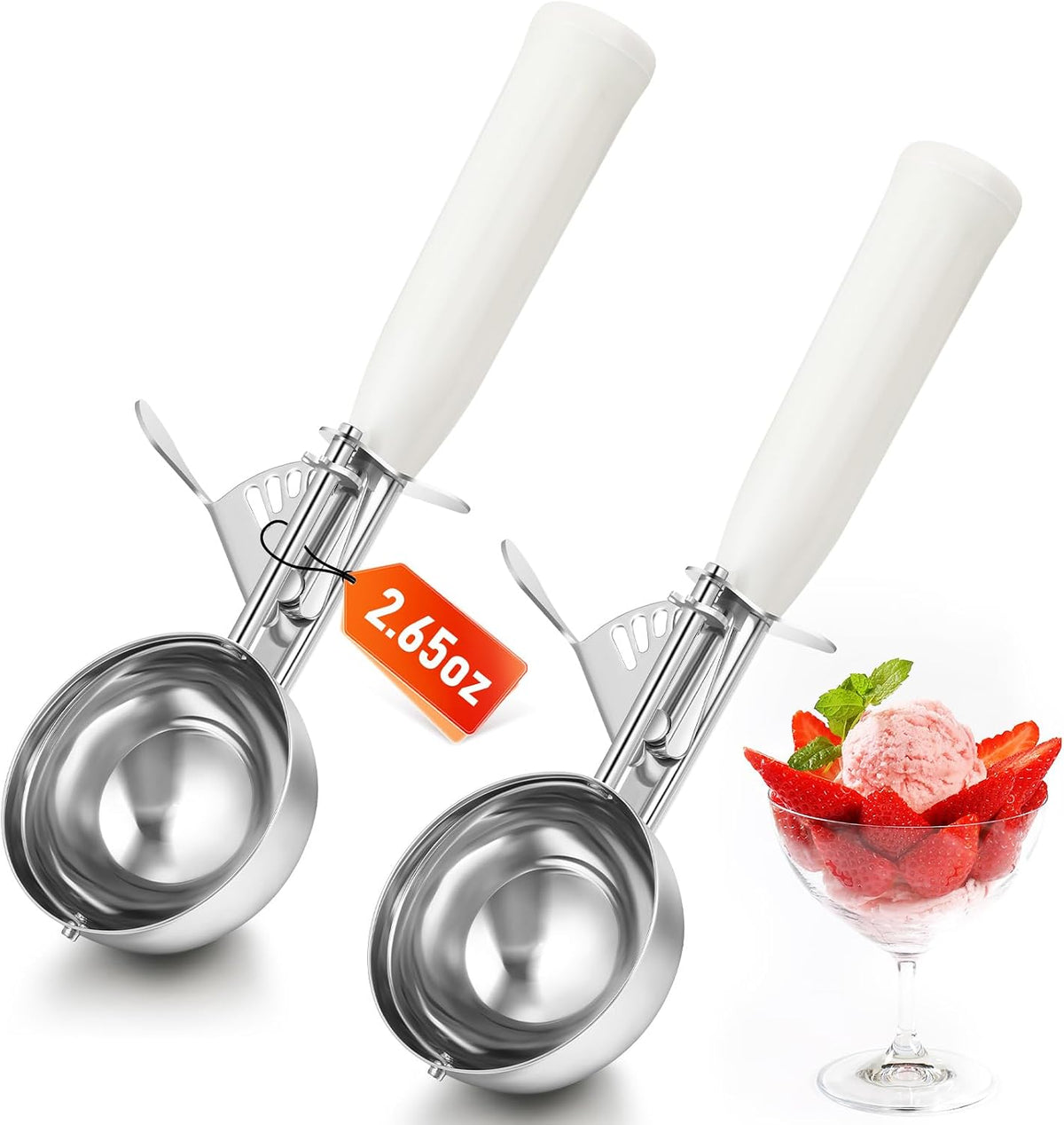 Reallnaive Ice Cream Scooper with Trigger, 4 oz, Gray