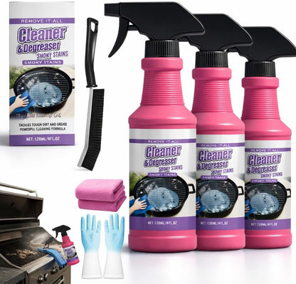 4 Fl oz Fast-Acting Heavy-Duty Grill Degreaser Spray, Professional BBQ Cleaner for Grates and Smoker, Advanced Grease Dissolver and Stain Remover for Outdoor Cooking Equipment(1)