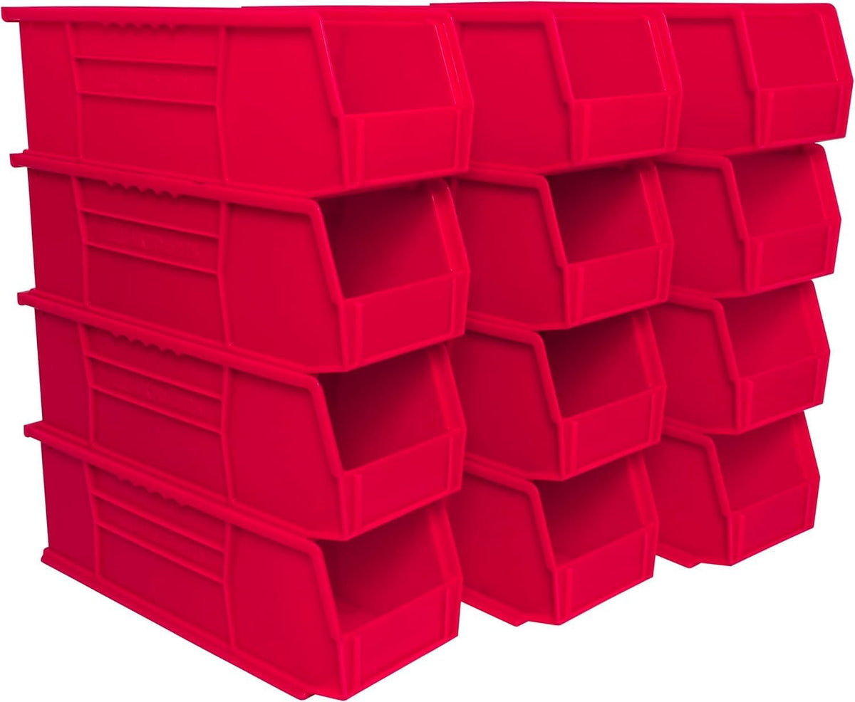 Akro-Mils 30234 AkroBins Plastic Storage Bins, Space-Saving Stackable Bins for Garage, Pantry, Craft Organization, 15" x 5" x 5", Clear, 12-Pack