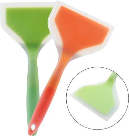 Hitefu 2 Pcs Silicone Spatula Turner, Green & Pink