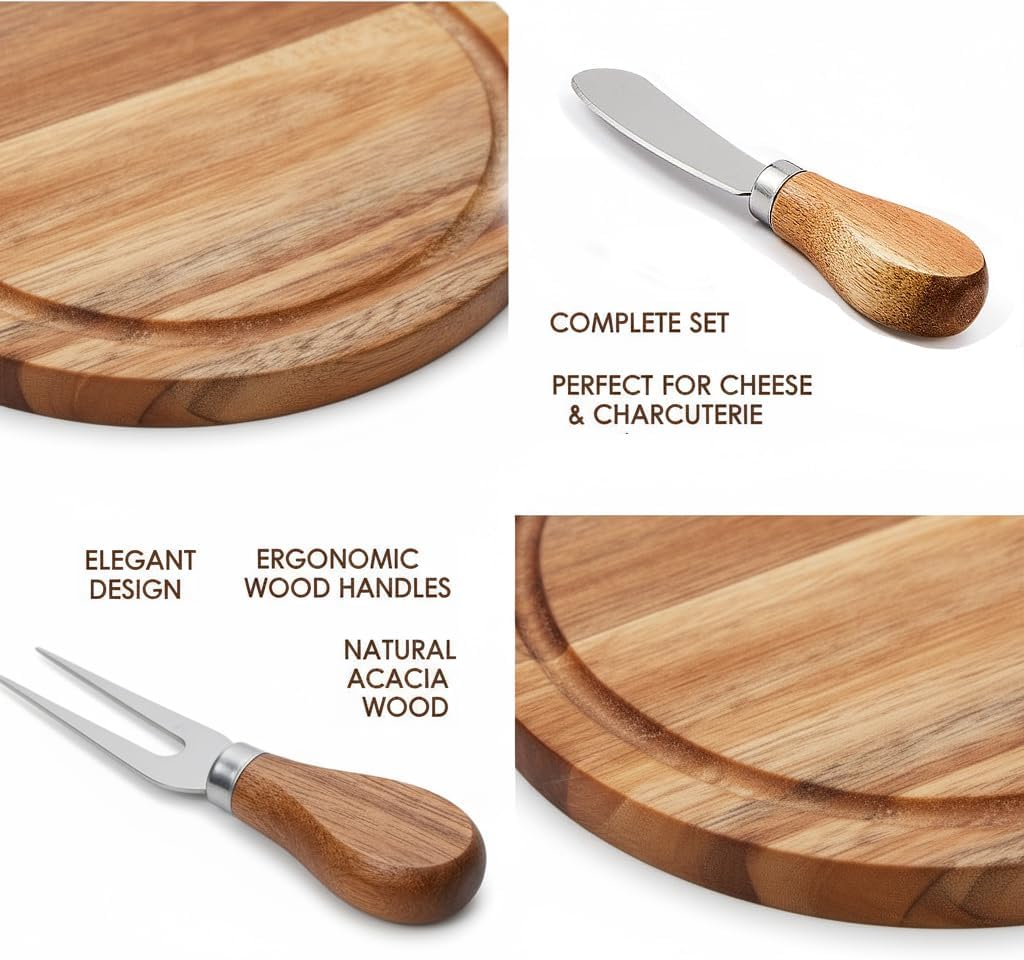 Storage-ready Bamboo Cheese Board Set, 6-Inch Mini Personal Charcuterie Tray, Gift-ready for Wedding, Bridal & Baby Shower Party