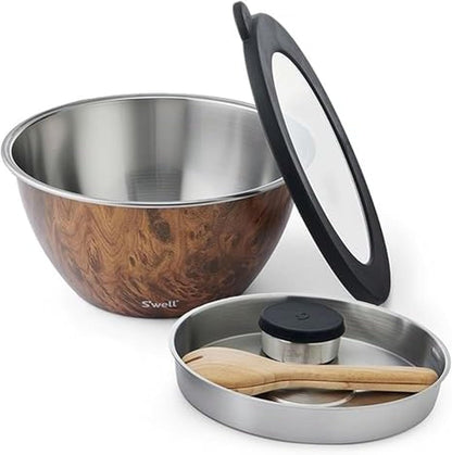 S'well Stainless Steel Salad Bowl Kit 64oz, Peacock Blue, Comes with 2oz Mini Canister and Removable Tray for Organization, Leakproof, Easy to Clean, Dishwasher Safe