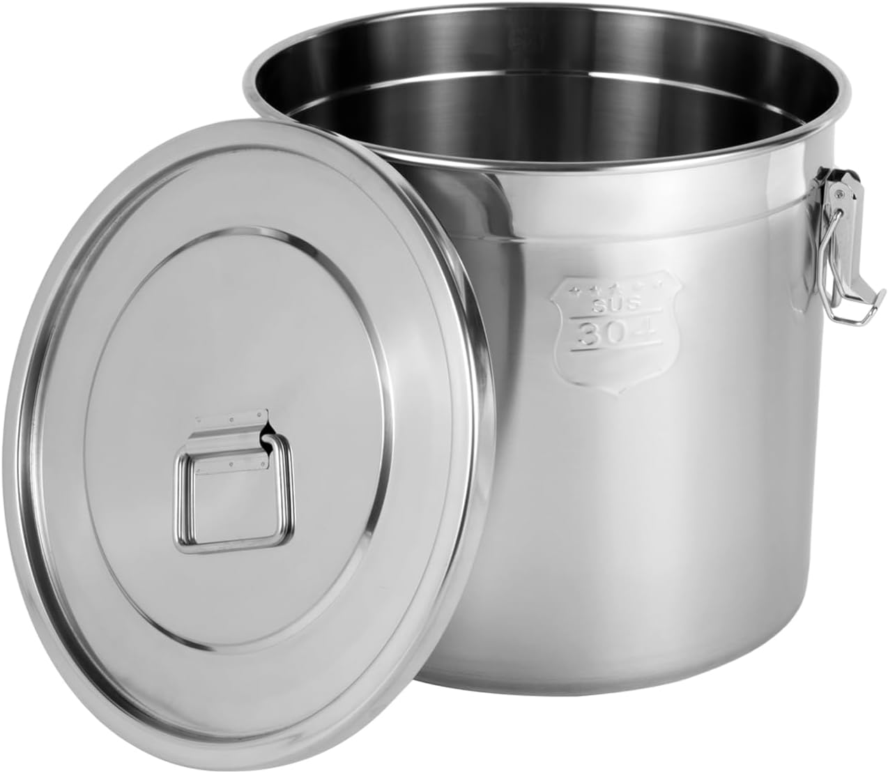 DYNAMI 12.7Gal 304 Stainless Steel Rice Storage Container,Extra Large Food Grade Canister,40-90Lbs Sealed Rice Bucket with Airtight Lid and Locking Buckle,for Rice, Flour, Grain (48L)