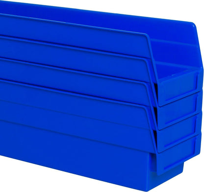 Akro-Mils 30128 Plastic Shelf Bins, Heavy Duty Storage Bins for Garage, Closet, and Drawer Organization, 457 x 102 x 102 Mm, Clear, 12 Count
