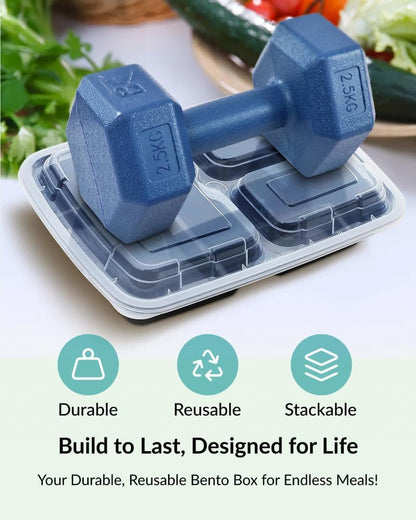 Enther Meal Prep Containers Single Lids Food Storage Bento BPA Free | Stackable | Reusable Lunch Boxes, Microwave/Dishwasher/Freezer Safe Portion Control (28 oz), 12 Pack 1 Compartment