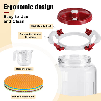 2.6 Gallon Glass Rice Storage Container with Airtight Lid & Handle, 10L Large Glass Food Storage Jar for 20 lb Rice or 10 lb Flour, Wide Mouth Pantry Canister with Silicone Base