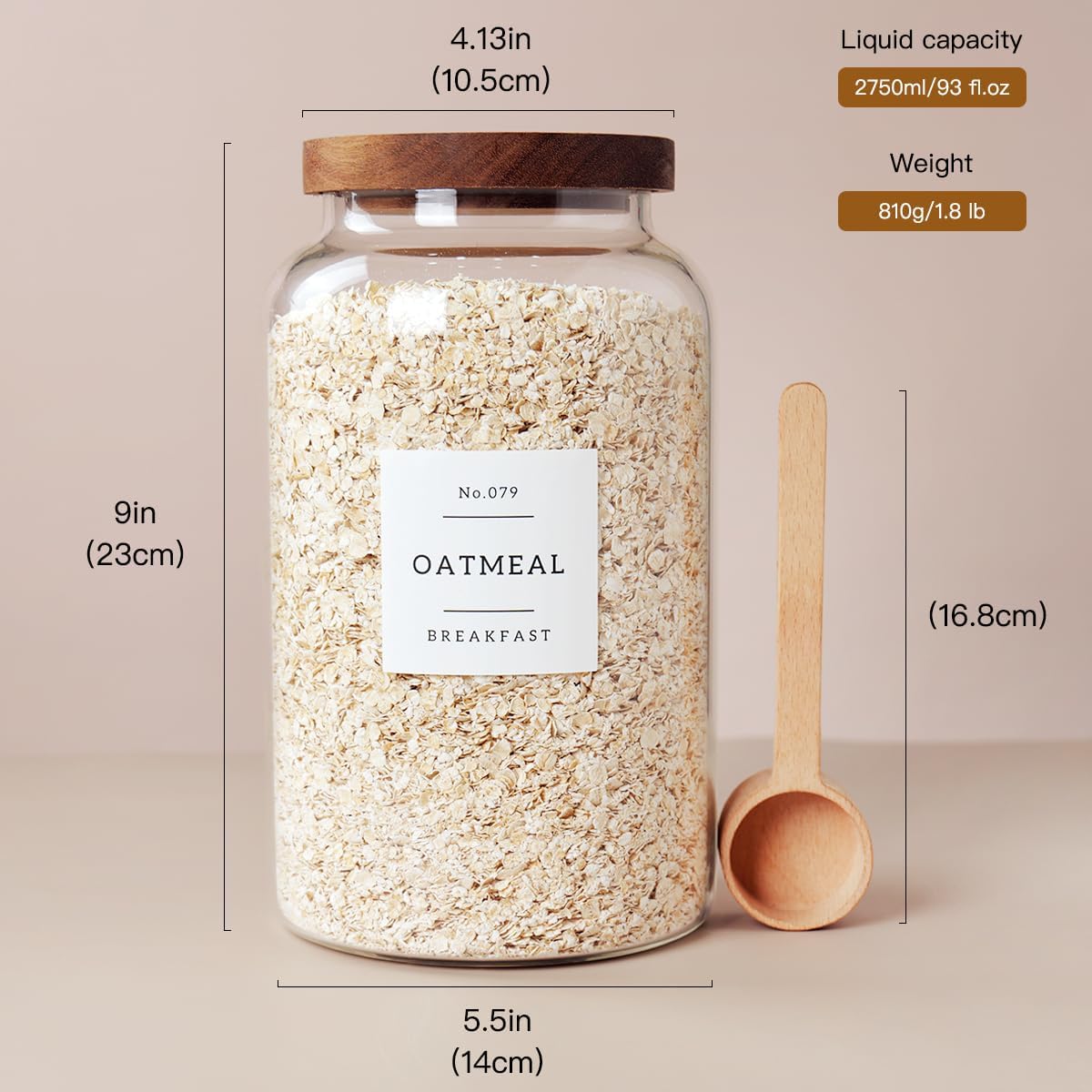 CZSZYGHBAO 2 PCS Large Glass Jar with Airtight Lid, Glass Food Storage Jars for Tea,Spice,Cereal, Egg,Flour,Coffee and More(1 gallon/4000 ml)