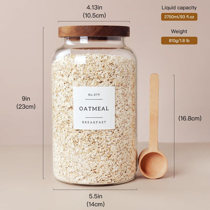 CZSZYGHBAO 2 PCS Large Glass Jar with Airtight Lid, Glass Food Storage Jars for Tea,Spice,Cereal, Egg,Flour,Coffee and More(1 gallon/4000 ml)